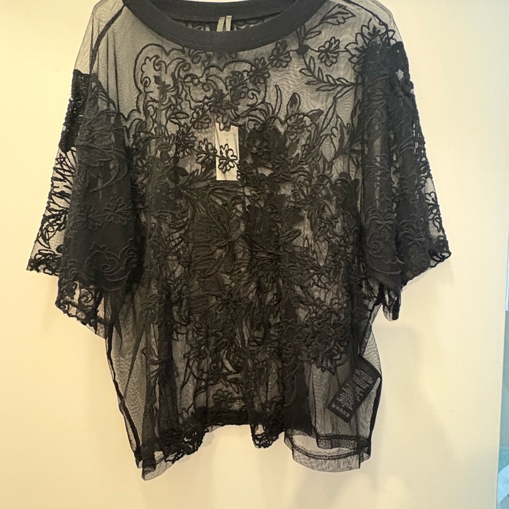 Anthropologie Black Sheer Lace Blouse - Picture 4 of 4